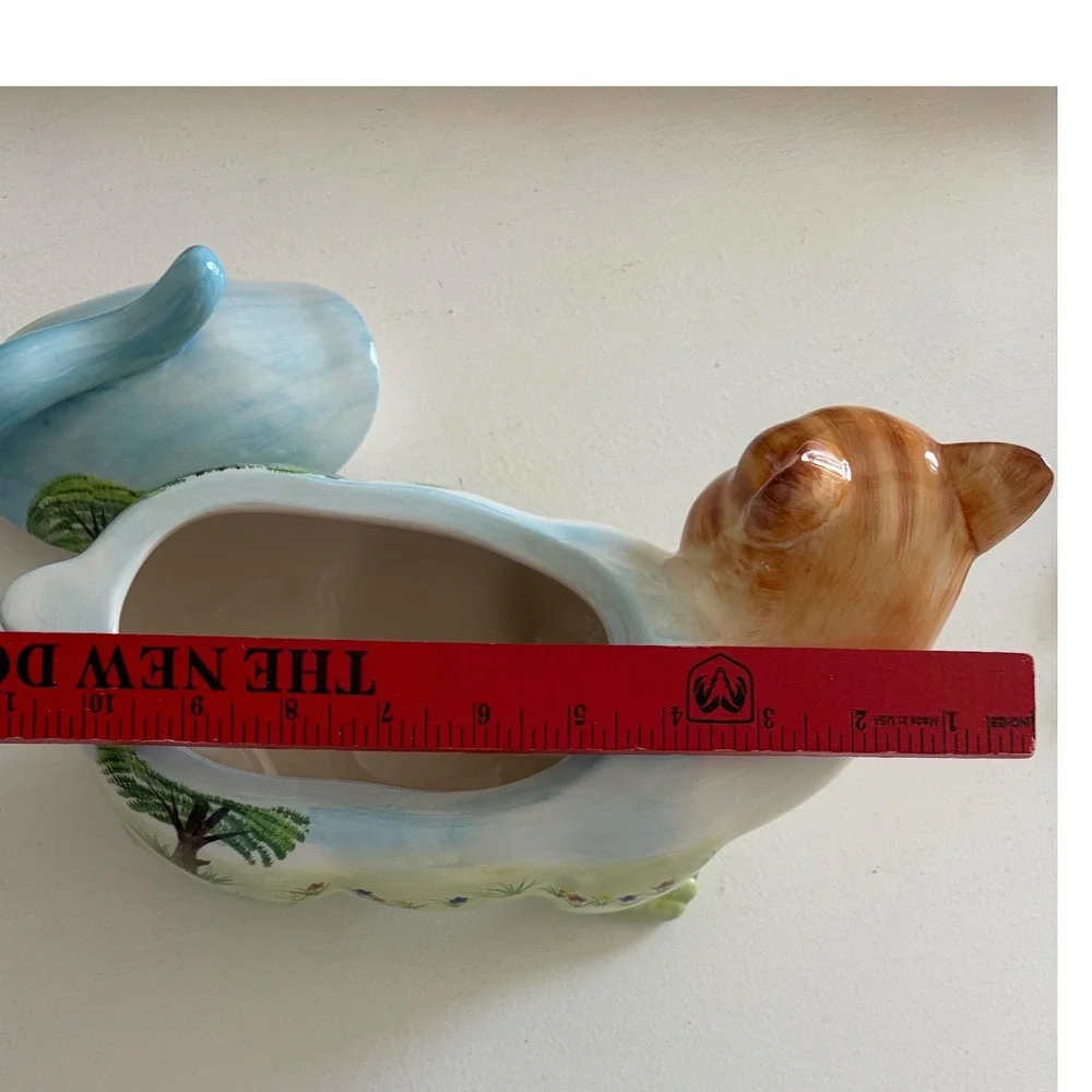 WCL Ceramic Cat‎ Cookie Jar Hand Painted Pastoral Scene Ginger Tabby Tureen